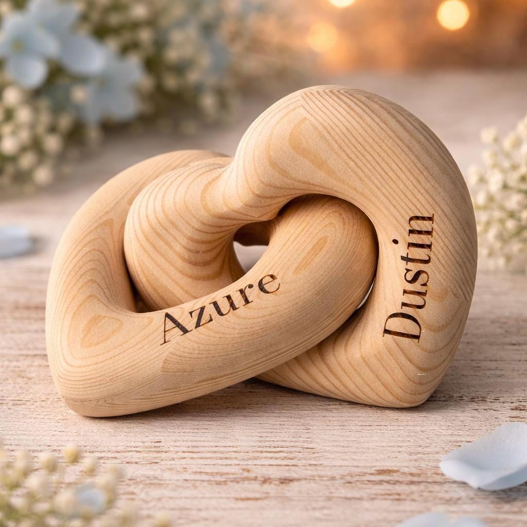 Personalized Wooden Hearts with Names, Anniversary Gift for Couples, Wedding or Engagement Keepsake