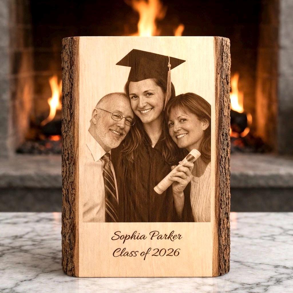 Custom Graduation Gift, Personalized Wood Photo Engraving, Graduation Plaque, Class of 2026 Keepsake, Custom Photo on Wo