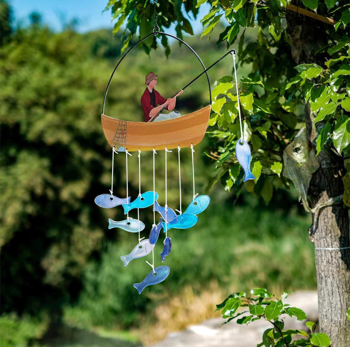Fisherman Stained Glass Suncatcher