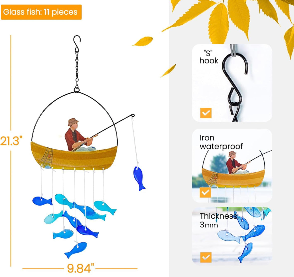 Fisherman Stained Glass Suncatcher