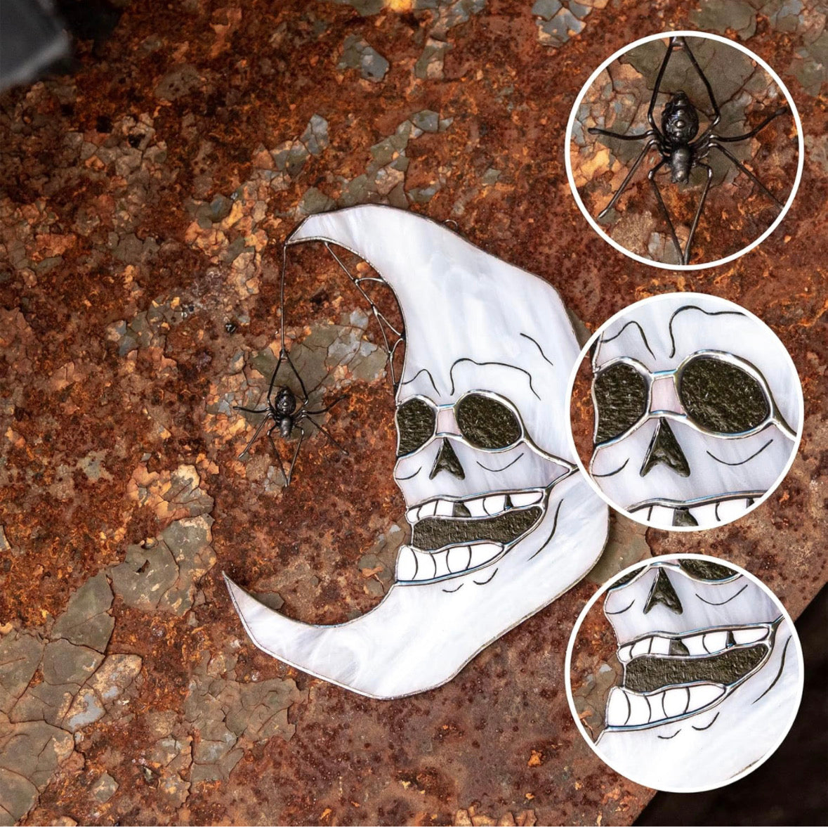 Scary Skull Crescent Moon
