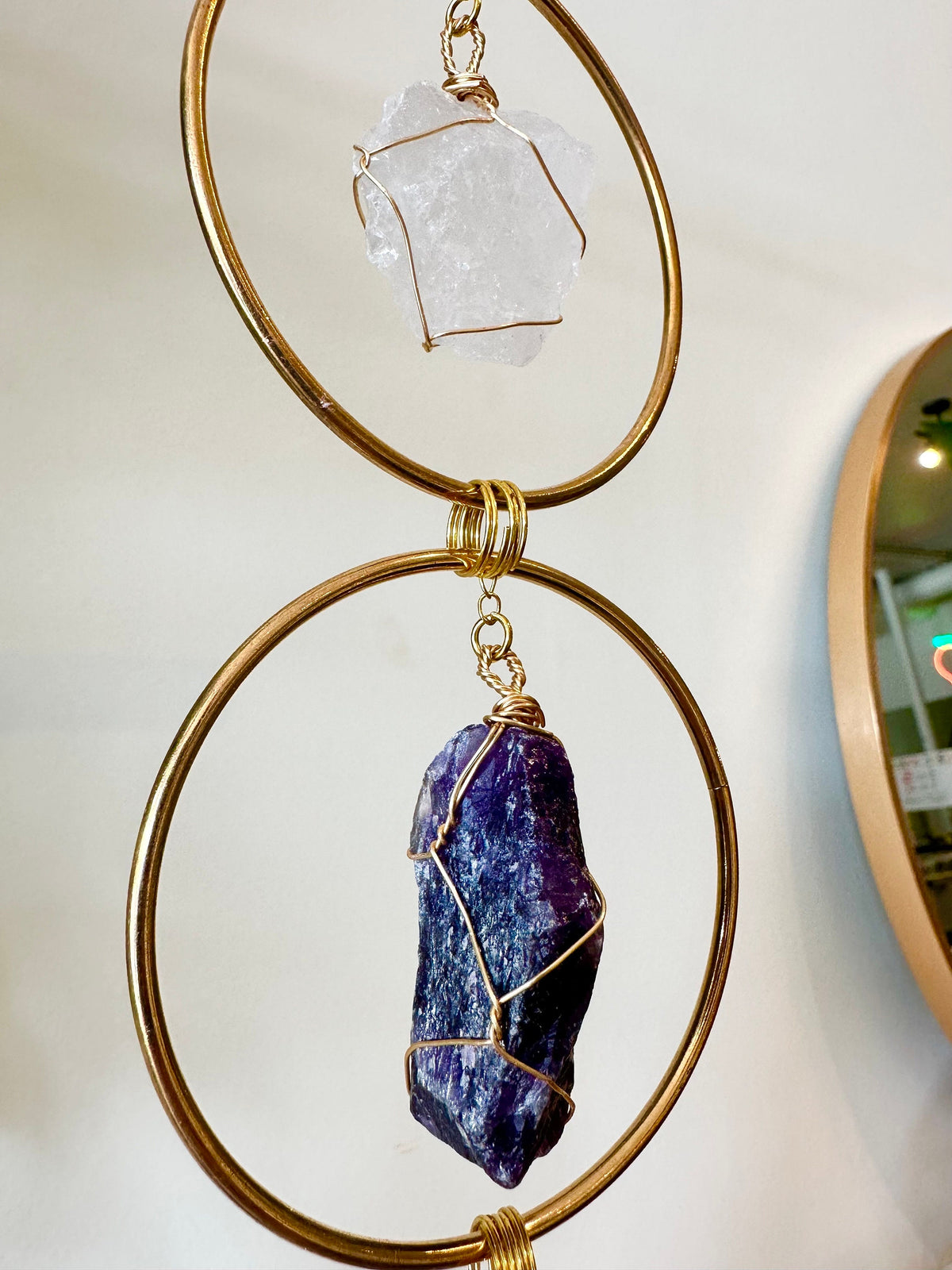7 Chakra Crystal Hanging, Christmas Gift, Boho Home Decor, Seven Chakra Suncatcher, Meditation Wall Hanging, Natural Gem