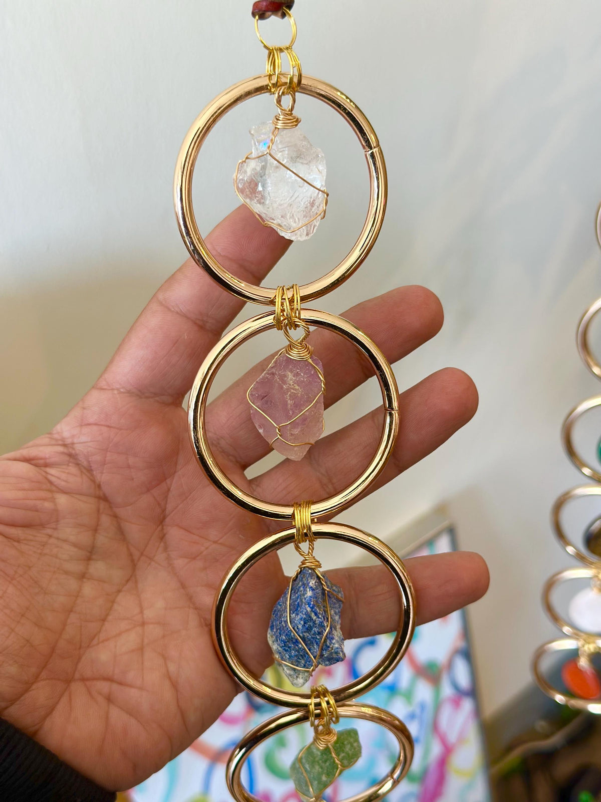 7 Chakra Wall Hanging Decor, Crystal Healing Suncatcher, Boho Spiritual Decor, Meditation Room Ornament, Macrame Wall Ar