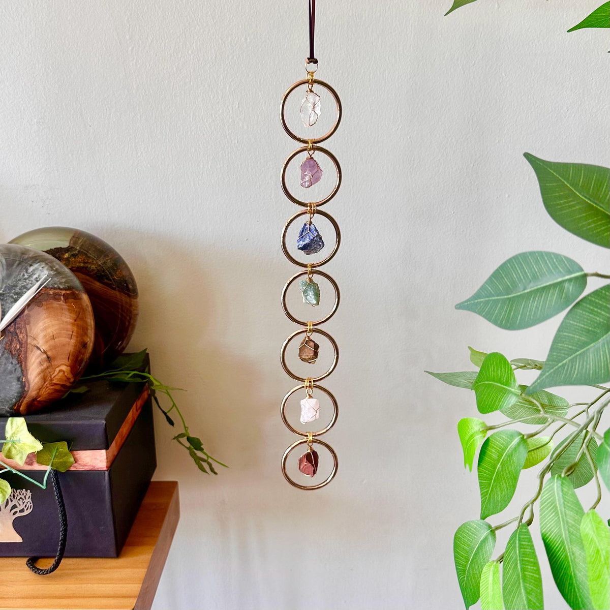 7 Chakra Wall Hanging Decor, Crystal Healing Suncatcher, Boho Spiritual Decor, Meditation Room Ornament, Macrame Wall Ar