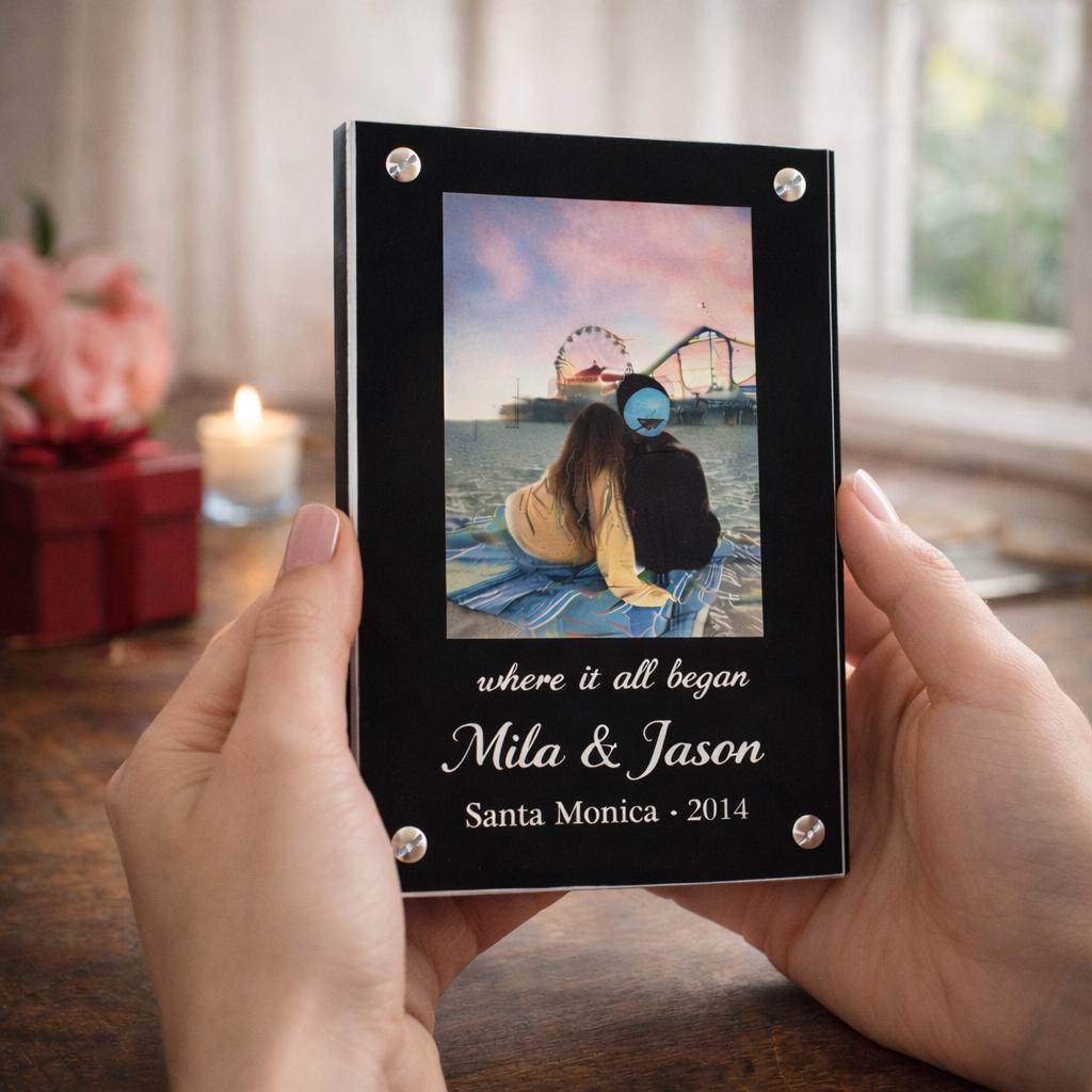 Personalized Acrylic Photo Frame, Valentine’s Day Gift, Custom Couple Picture, Anniversary Home Decor