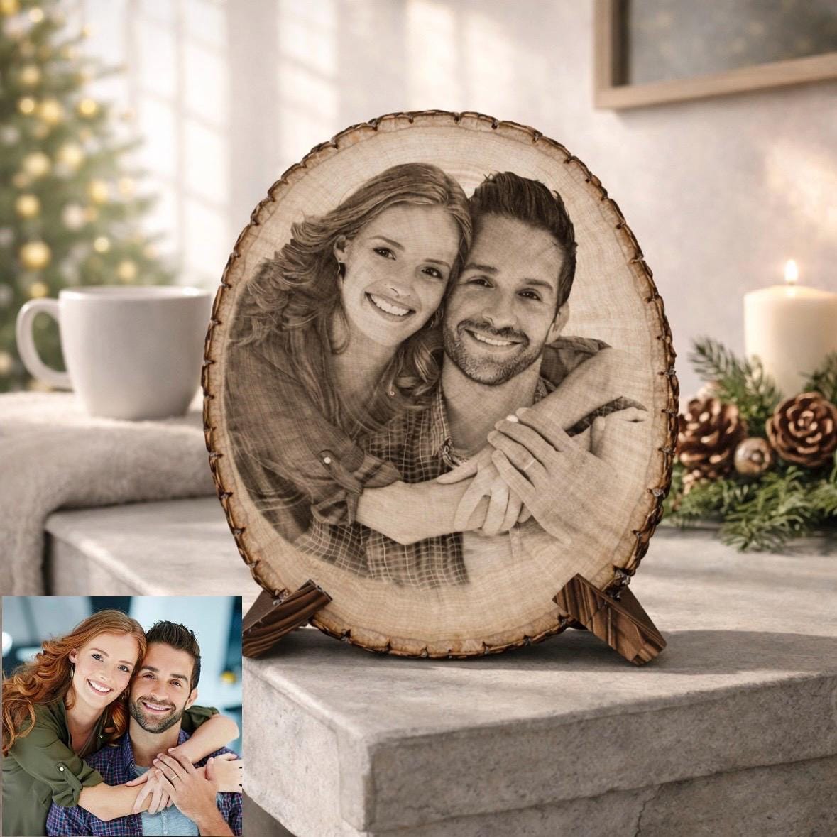Personalized Mother’s Day Gift, Custom Family Photo Engraving on Wood, Engraved Mom Portrait, Custom Photo Gift for Mom