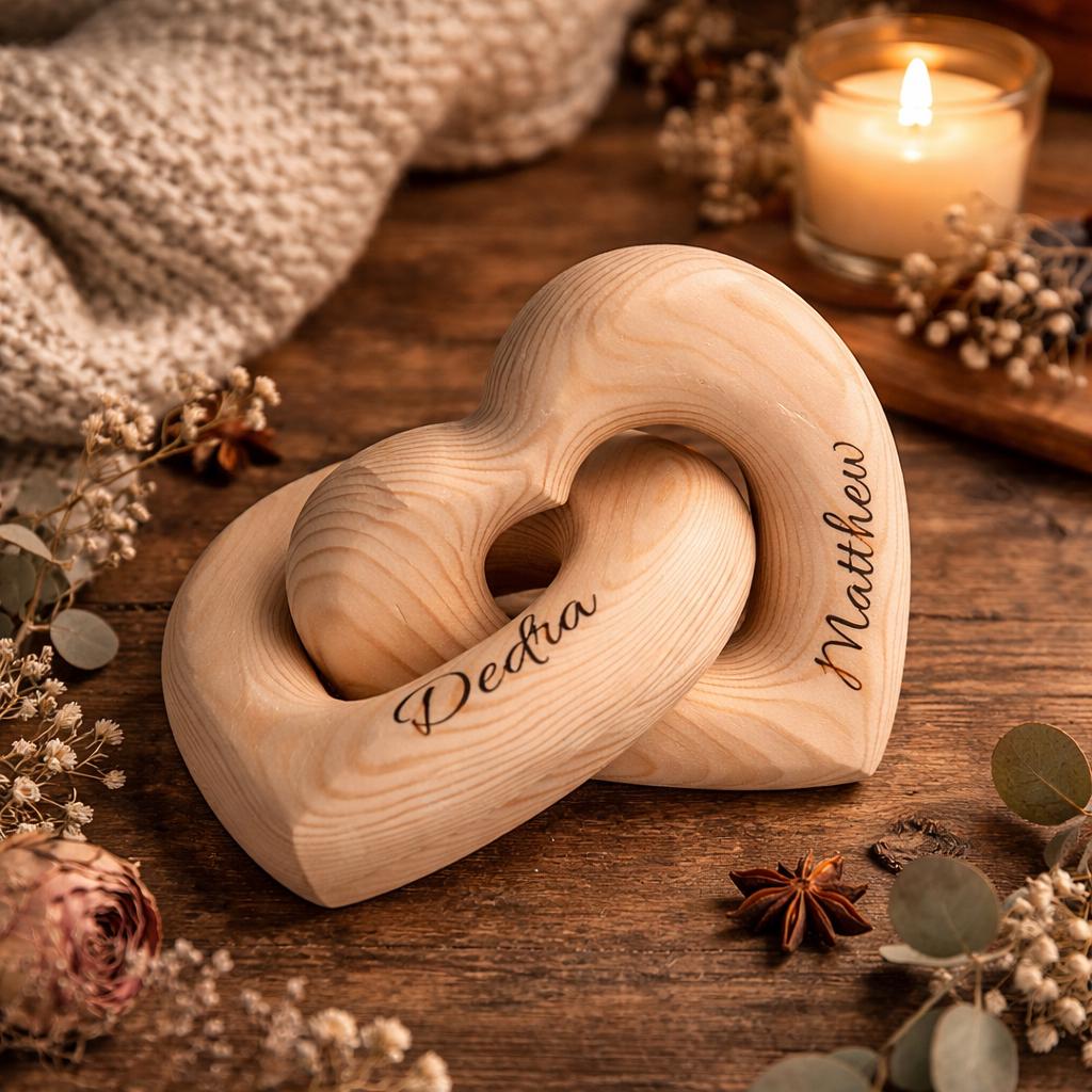 Personalized Wooden Infinity Heart, Custom Names Keepsake For Couples, Anniversary Wedding Gift