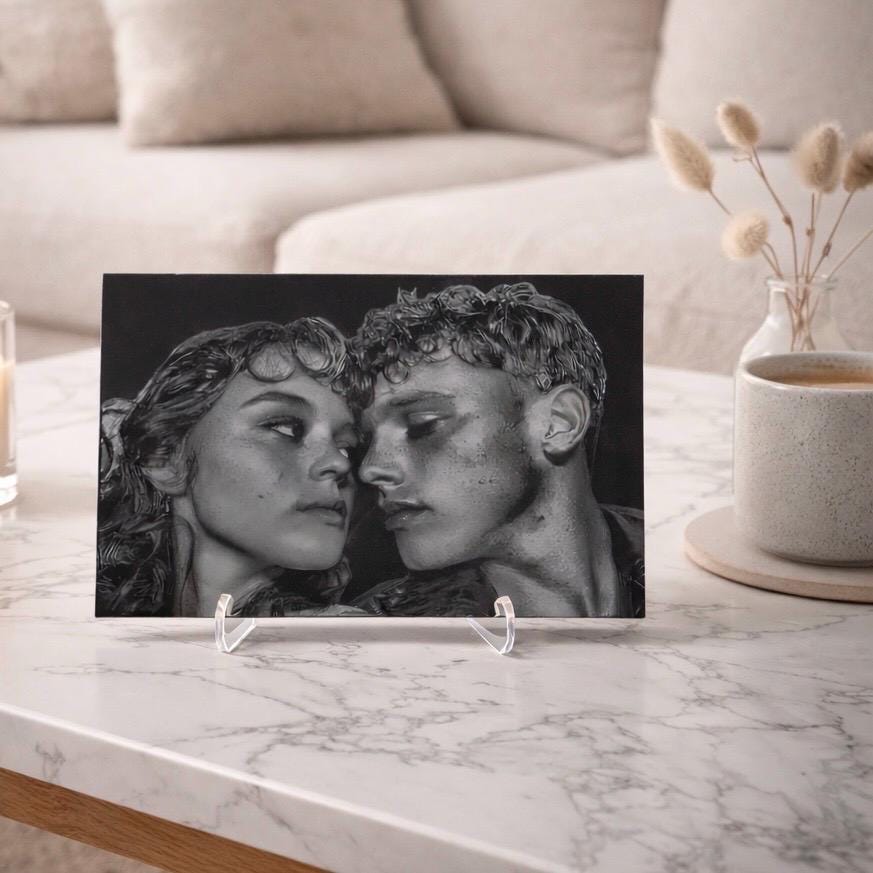 Custom Acrylic Photo Engraving – Personalized Couple Portrait – Valentine’s Day Gift, Anniversary Keepsake
