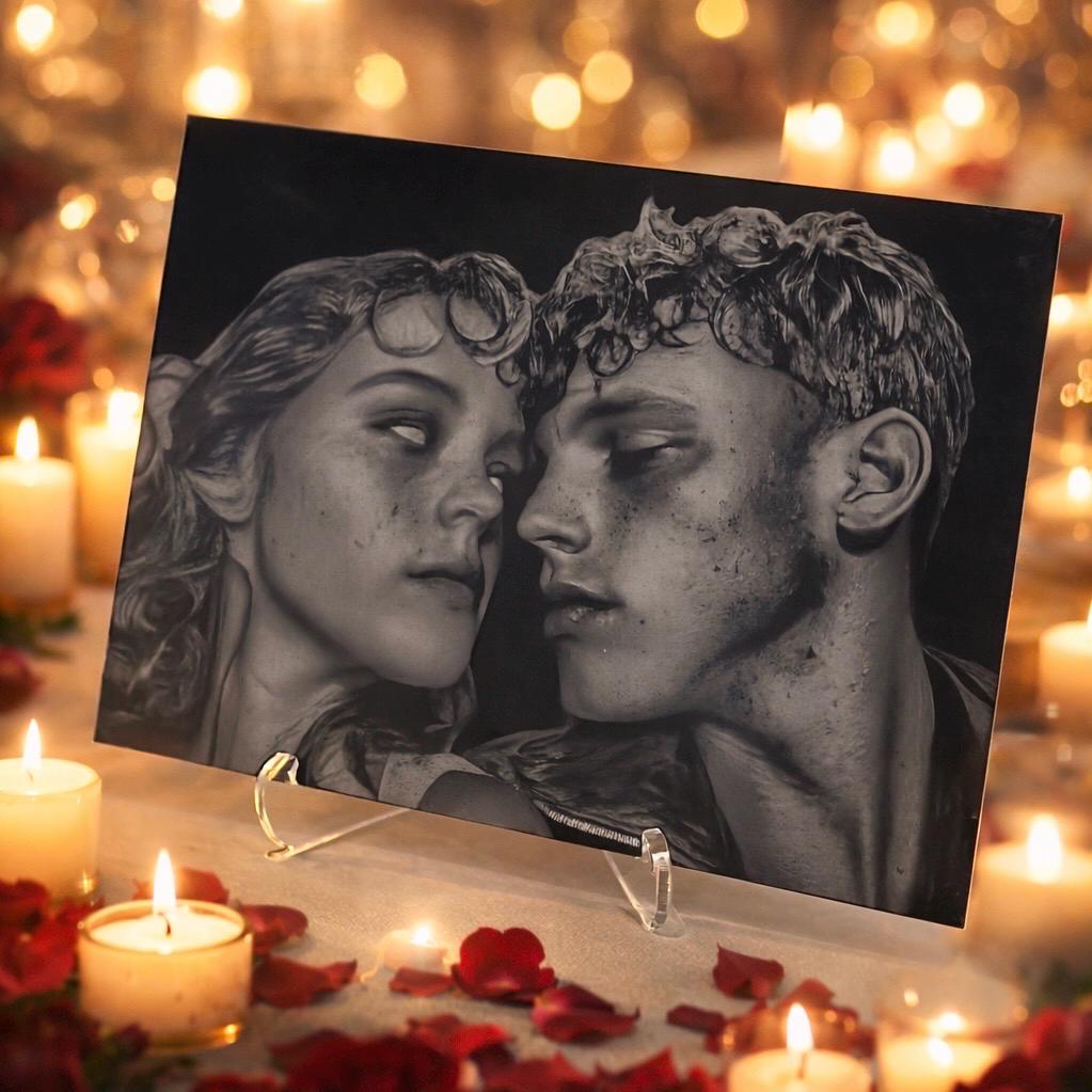 Custom Acrylic Photo Engraving – Personalized Couple Portrait – Valentine’s Day Gift, Anniversary Keepsake