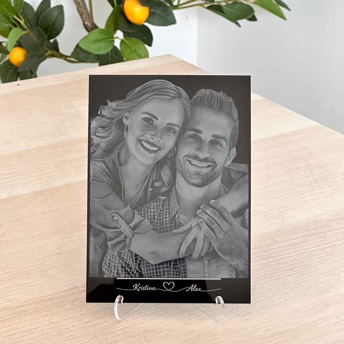 Custom Acrylic Photo Engraving – Personalized Couple Portrait – Valentine’s Day Gift, Anniversary Keepsake