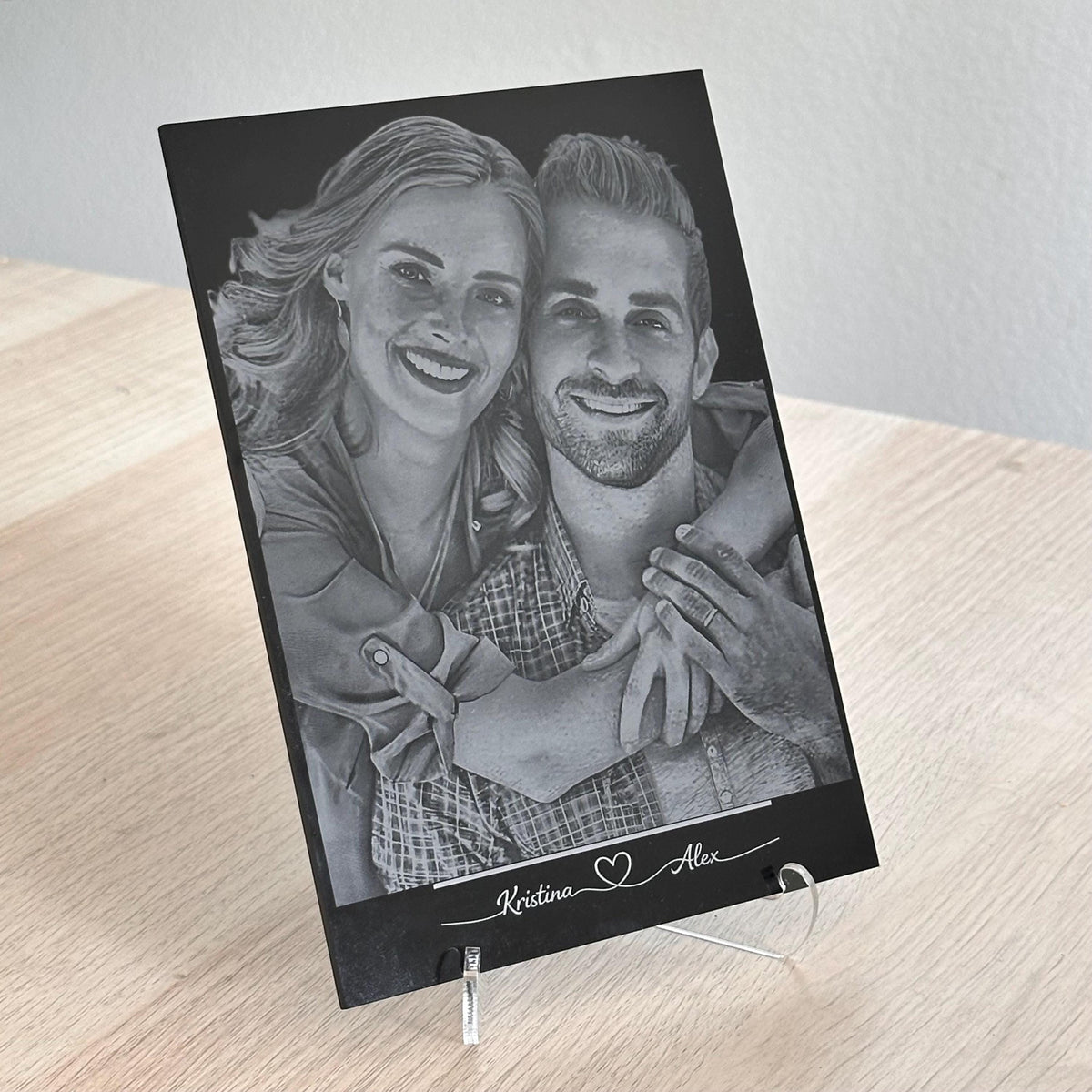 Custom Acrylic Photo Engraving – Personalized Couple Portrait – Valentine’s Day Gift, Anniversary Keepsake