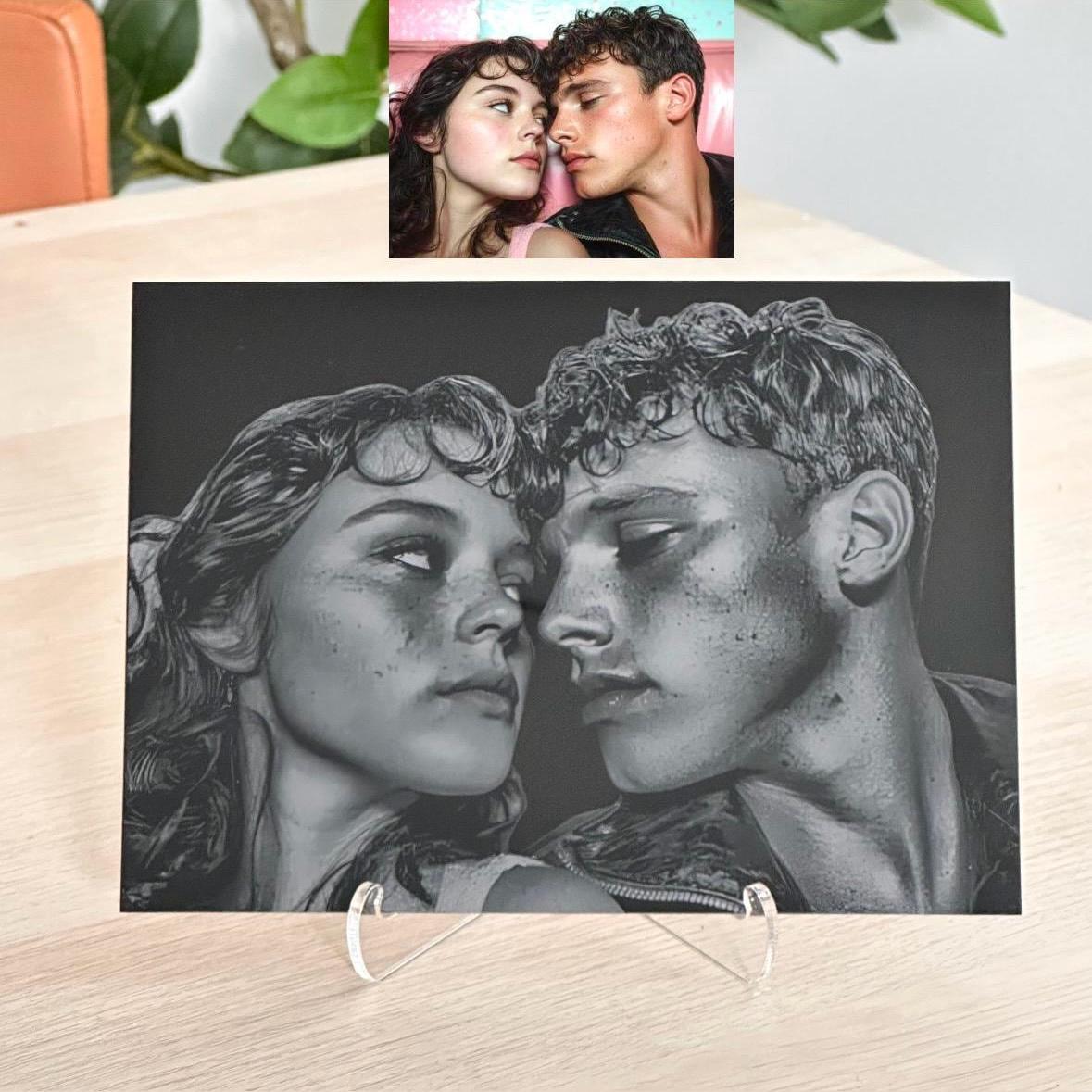 Custom Acrylic Photo Engraving – Personalized Couple Portrait – Valentine’s Day Gift, Anniversary Keepsake