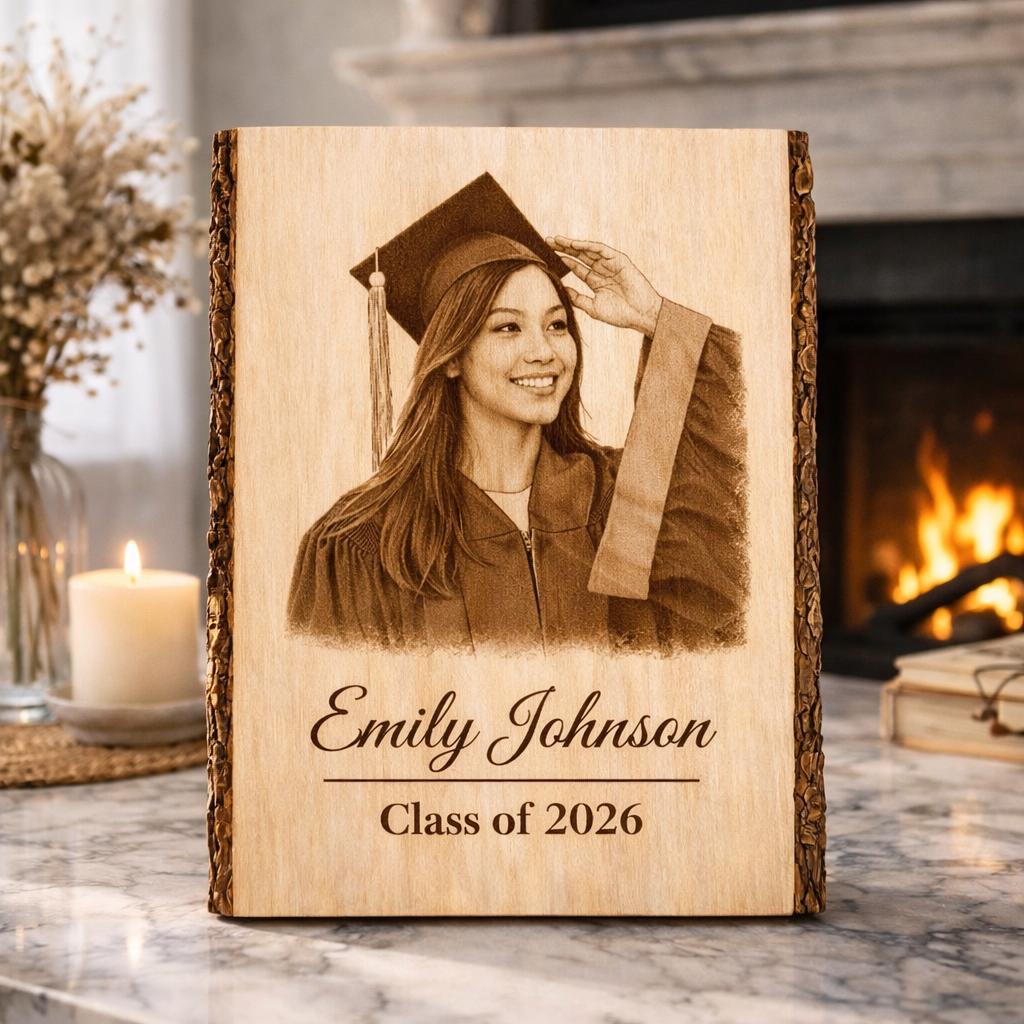 Custom Graduation Gift, Personalized Wood Photo Engraving, Graduation Plaque, Class of 2026 Keepsake, Custom Photo on Wo