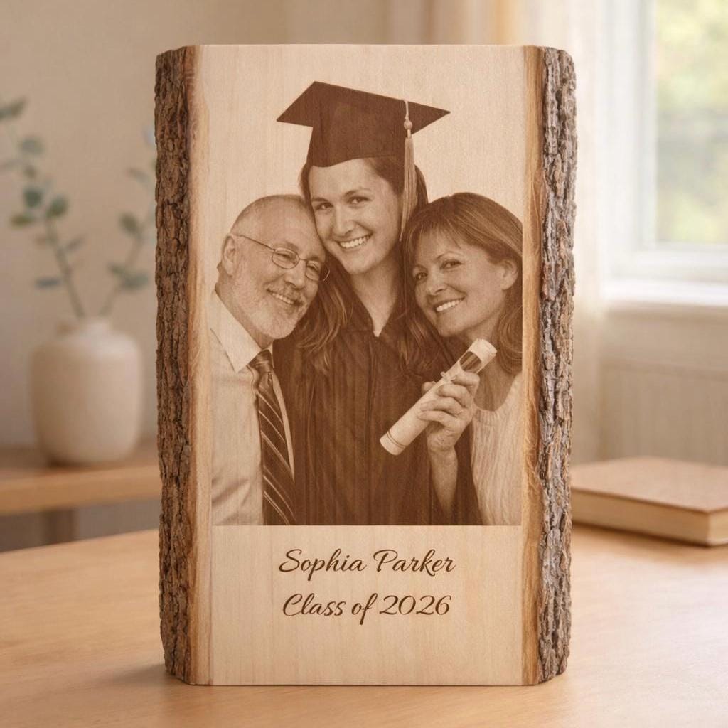 Custom Graduation Gift, Personalized Wood Photo Engraving, Graduation Plaque, Class of 2026 Keepsake, Custom Photo on Wo