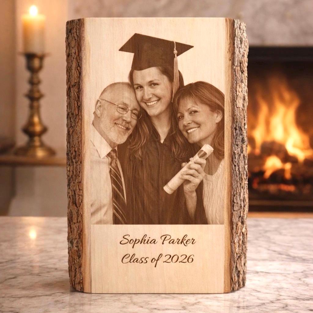 Custom Graduation Gift, Personalized Wood Photo Engraving, Graduation Plaque, Class of 2026 Keepsake, Custom Photo on Wo