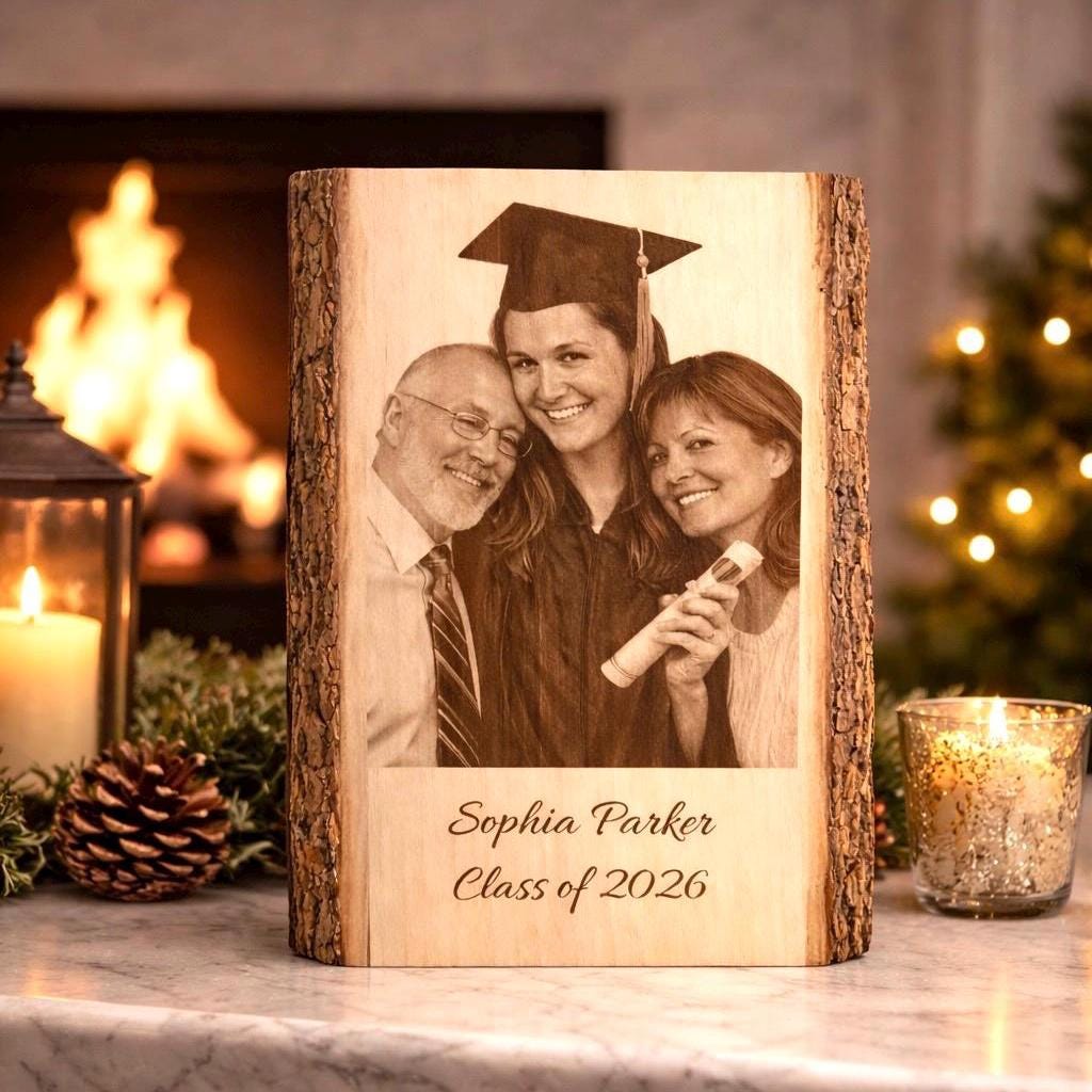 Custom Graduation Gift, Personalized Wood Photo Engraving, Graduation Plaque, Class of 2026 Keepsake, Custom Photo on Wo