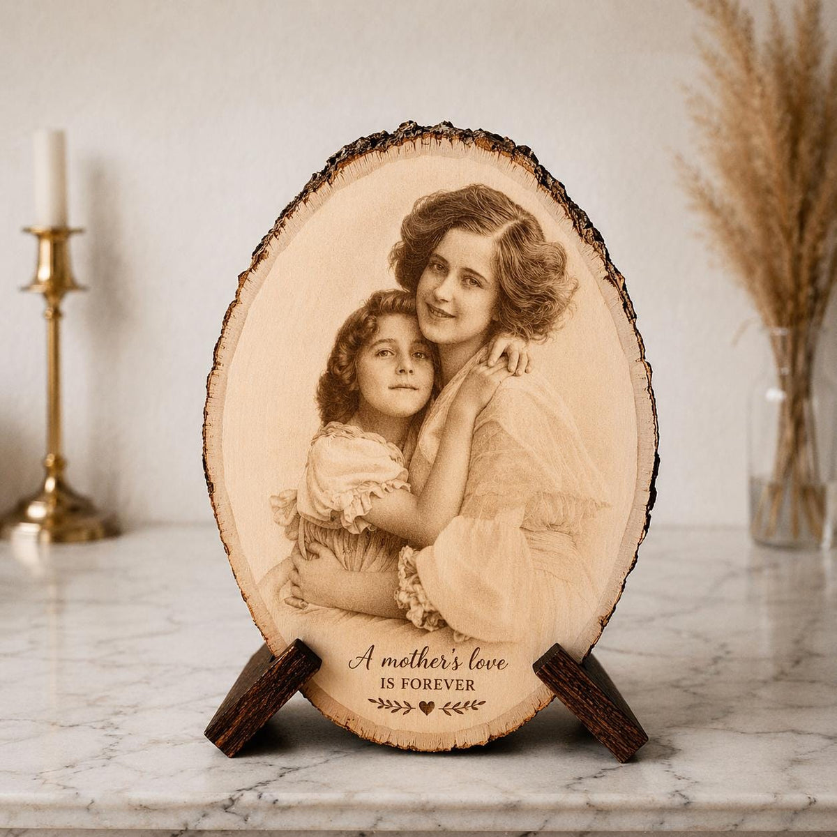 Personalized Mother’s Day Gift, Custom Family Photo Engraving on Wood, Engraved Mom Portrait, Custom Photo Gift for Mom