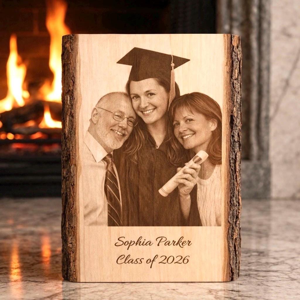 Custom Graduation Gift, Personalized Wood Photo Engraving, Graduation Plaque, Class of 2026 Keepsake, Custom Photo on Wo