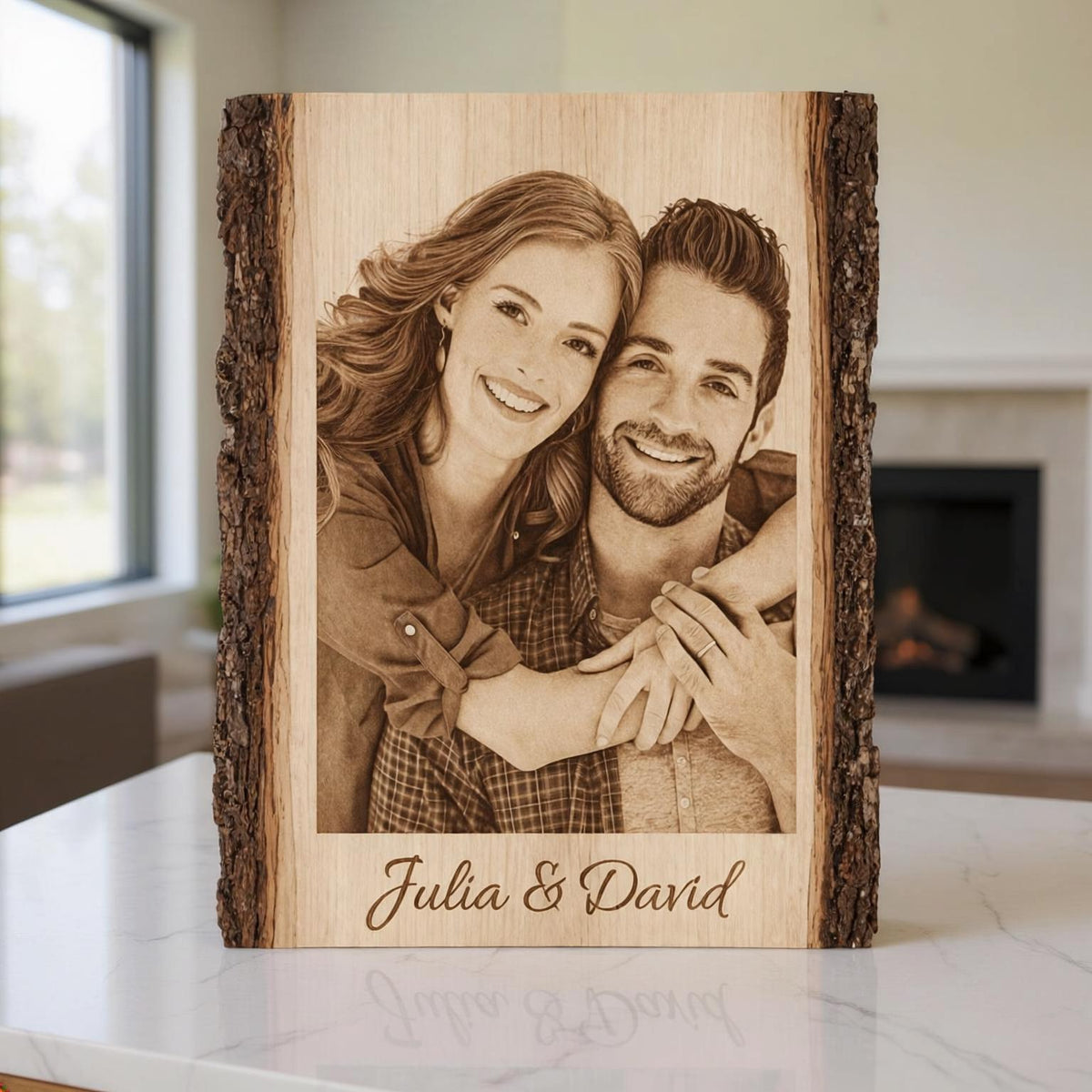 Personalized Mother’s Day Gift for Mom, Custom Photo on Wood Plaque, Engraved Wood Picture, Gift from Daughter Son, Fami