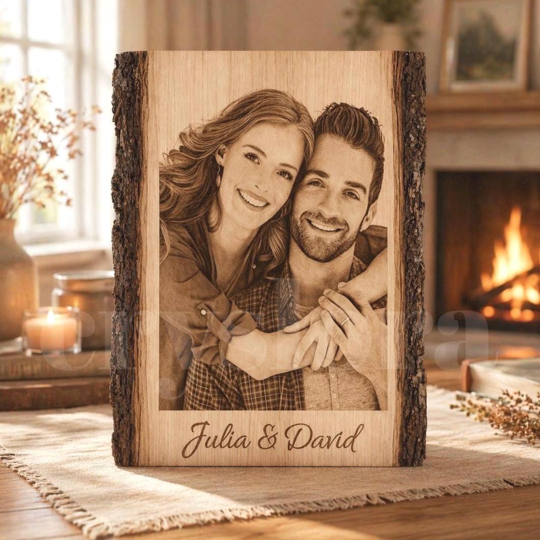 Personalized Mother’s Day Gift for Mom, Custom Photo on Wood Plaque, Engraved Wood Picture, Gift from Daughter Son, Fami