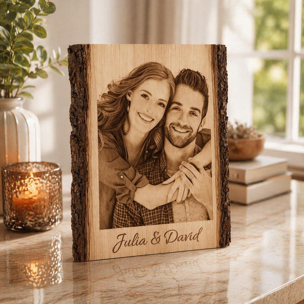 Personalized Mother’s Day Gift for Mom, Custom Photo on Wood Plaque, Engraved Wood Picture, Gift from Daughter Son, Fami