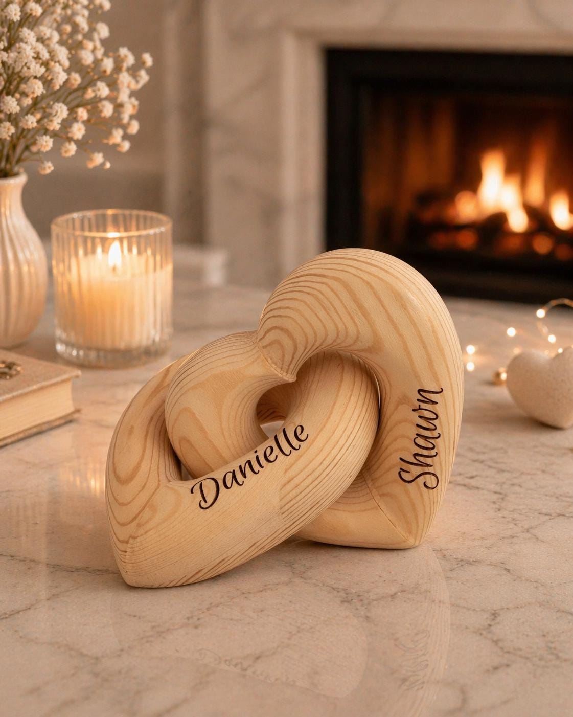 Personalized Wooden Infinity Heart, Custom Names Keepsake For Couples, Anniversary Wedding Gift