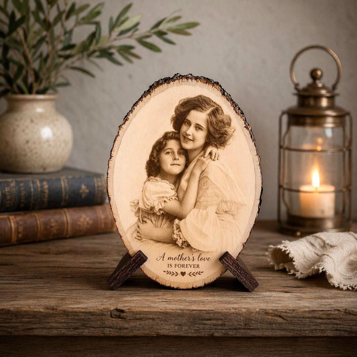 Personalized Mother’s Day Gift, Custom Family Photo Engraving on Wood, Engraved Mom Portrait, Custom Photo Gift for Mom