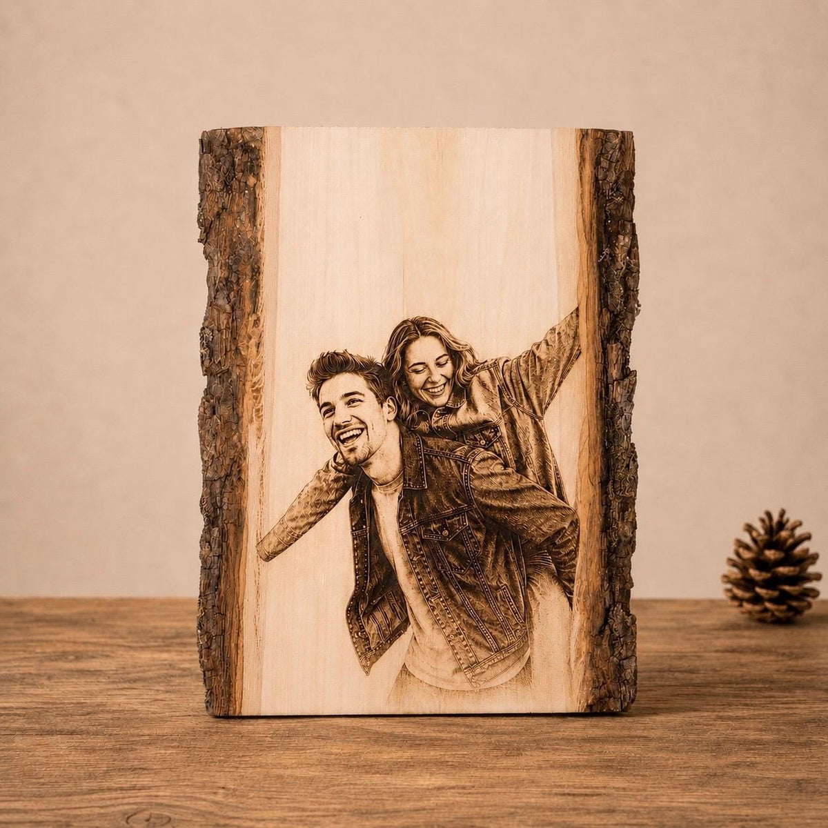 Personalized Photo Engraving on Wood, Custom Couple Portrait Gift, Rustic Anniversary Decor, Engraved Wood Picture, Wedd