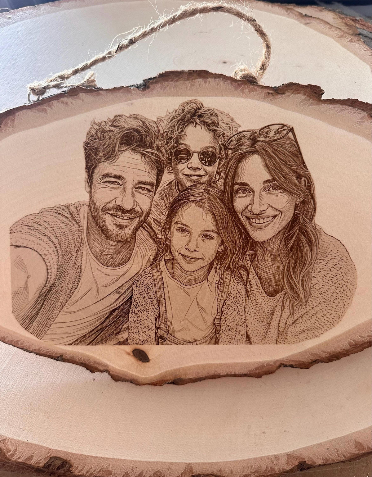 Personalized Photo Wood Sign, Custom Engraved Family Portrait, Rustic Wall Hanging Decor, Anniversary Gift, Custom Name 