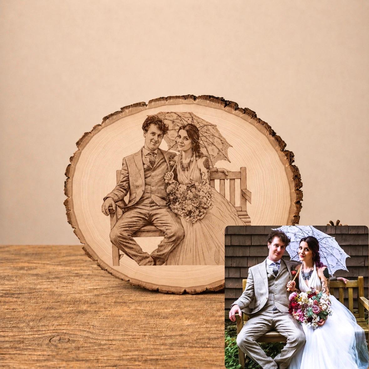 Personalized Wood Photo Engraving, Anniversary Gift for Couple, Wedding Gift, Memorial Keepsake, Custom Photo Plaque