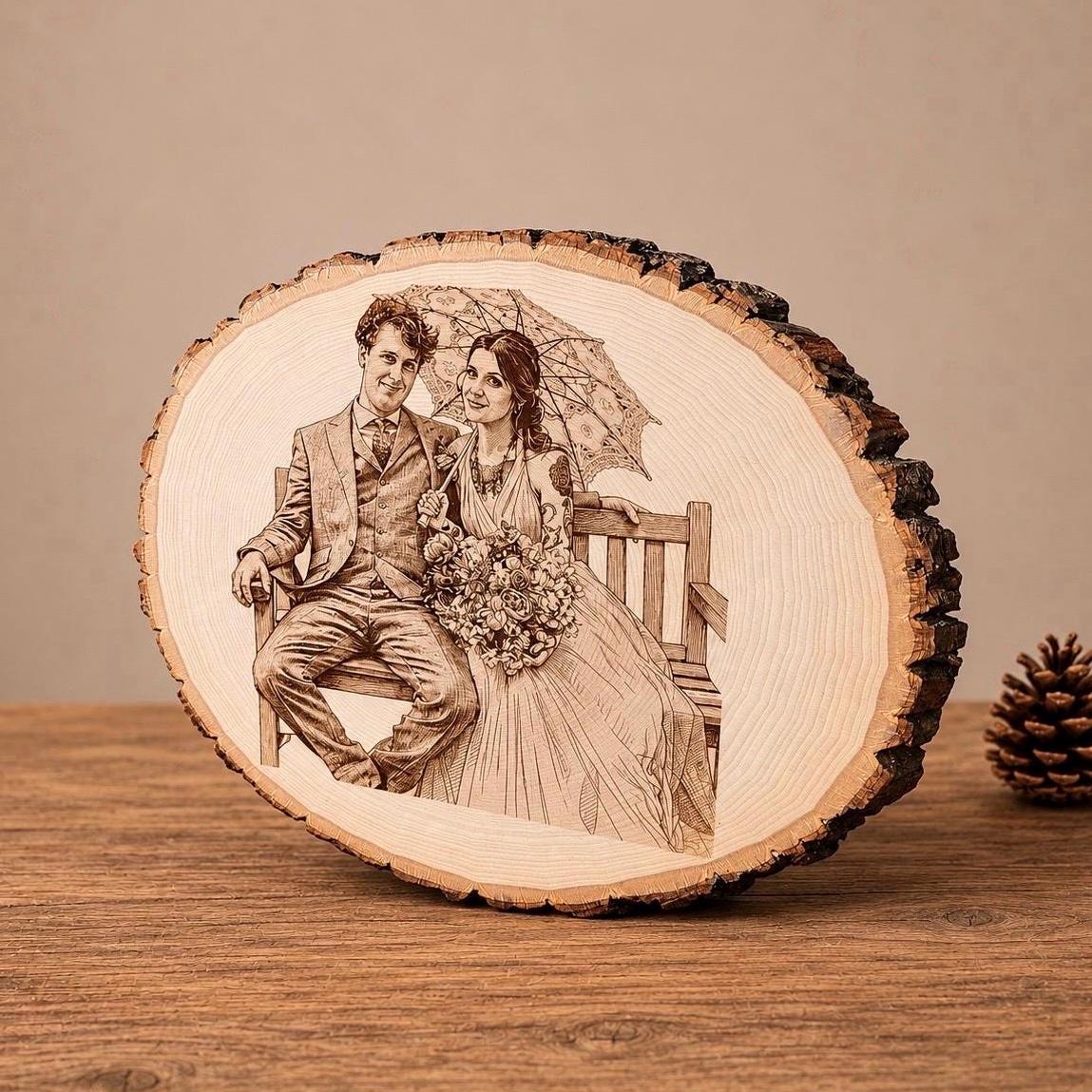 Personalized Wood Photo Engraving, Anniversary Gift for Couple, Wedding Gift, Memorial Keepsake, Custom Photo Plaque