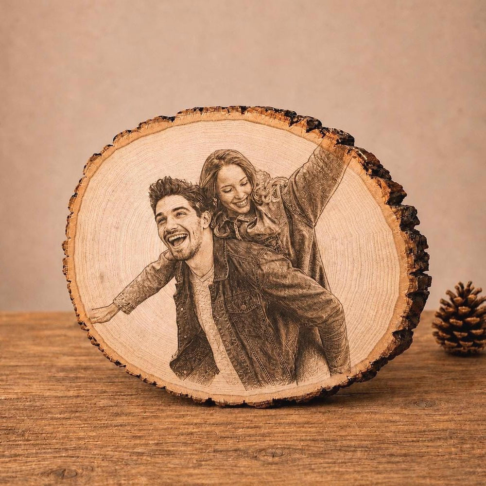 Personalized Wood Photo Engraving, Custom Couple Portrait, Anniversary Wedding Gift, Memorial Photo Plaque